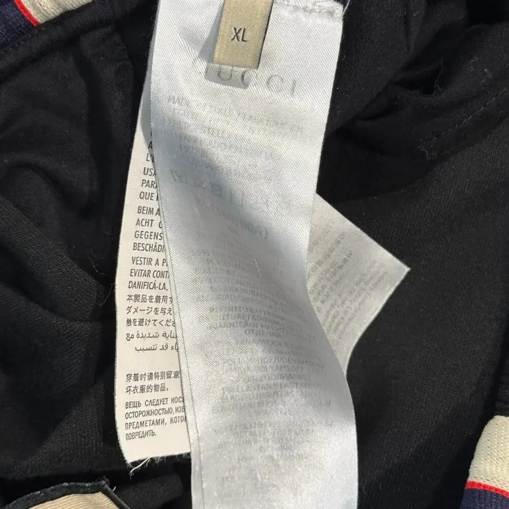 Gucci Mens Web Stripe GG Logo Black Jersey Track Pants Joggers Size XL